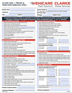 Truck & Tractor Service Form for Class  4-8