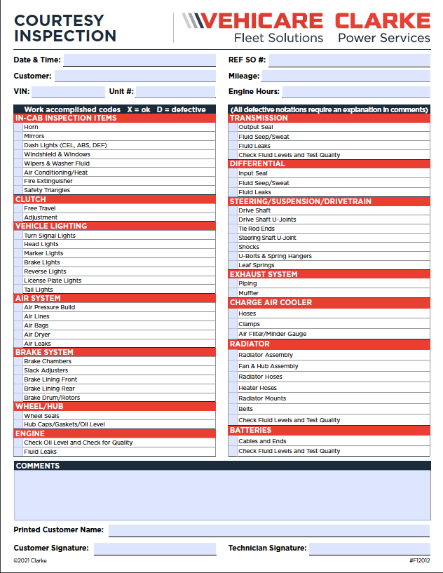 CMV Inspection Form